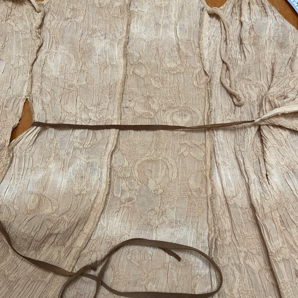 Y2K Ralph Lauren Tan Boho Tiered Ruffle Wrap Maxi Dress - Picture 6 of 10